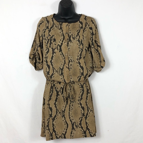 Vintage Reynah Silky Lightweight Waist Shift Snake Print Low Drop Dress - Picture 1 of 8